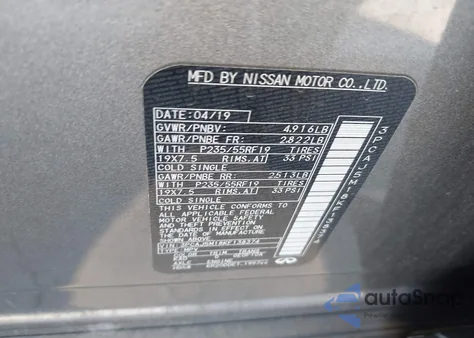 2019 Infiniti Qx50 Luxe z USA, uszkodzony, nr VIN 3PCAJ5M18KF138374